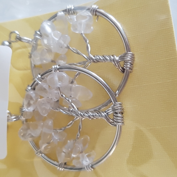 2/25$ Drop Earrings Tree of Life White Crystal Naturel Gemstones - Picture 6 of 7